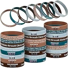 32 Pcs Religious Rubber Bracelets Bible Verse Silicone Bracelets Christian Silic