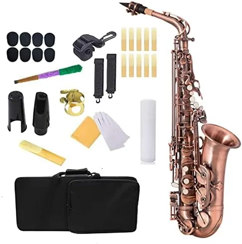 Aisiweier Alto Saxophone Antique Red Bronze Vintage Sax Eb E-flat Student ...