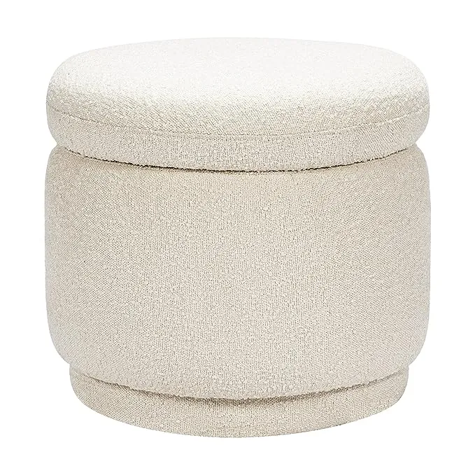 Namesake Enoki Modern Fabric Storage Ottoman in White Boucle