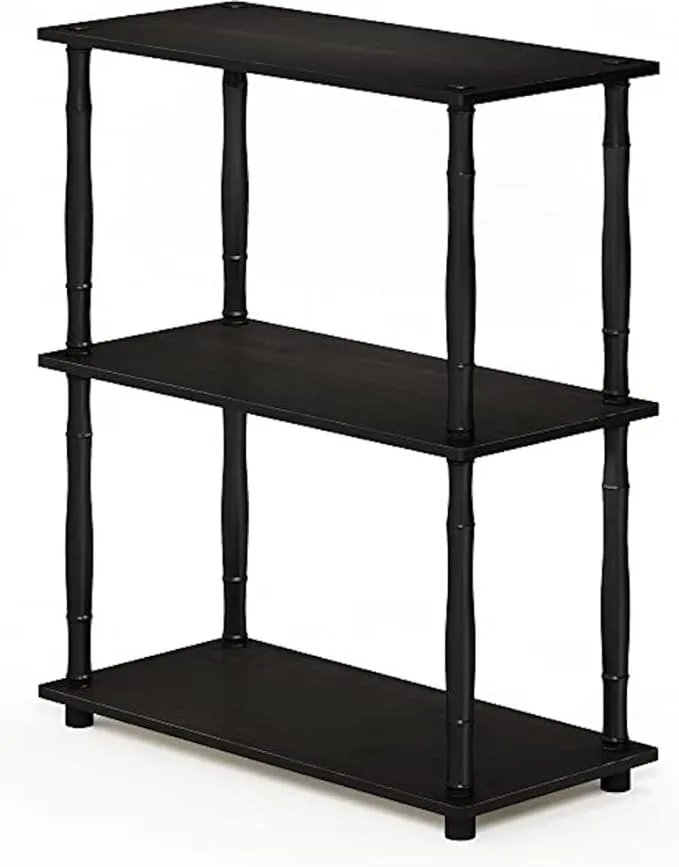 Furinno Turn-N-Tube 3-Tier Compact Multipurpose Shelf Display Rack, Classic, Espresso/Black