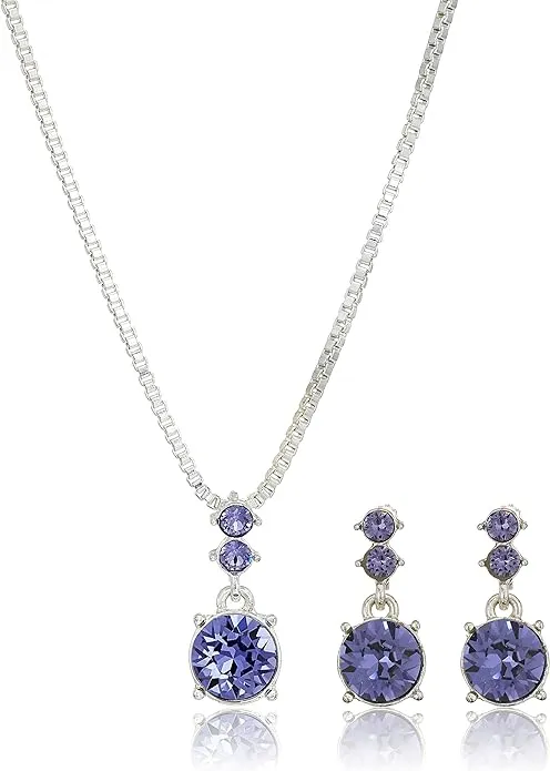 Nine West purple stone earrings/necklace set