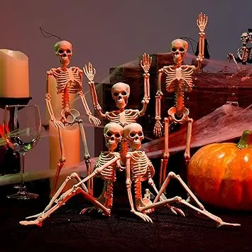 5 Pack Halloween Skeletons Decorations, Full Body Posable Skeletons with Movable Joints for Haunted House Accessories, Halloween Lawn Graveyard Decorations, Indoor/Outdoor Spooky Scene Party Favors