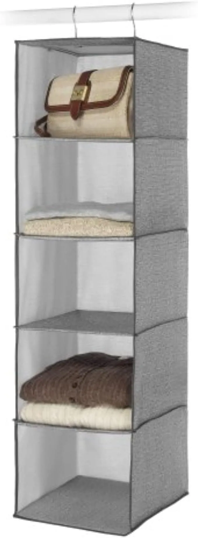 Hanging 5-Section Gray Sweater Shelves Organizer