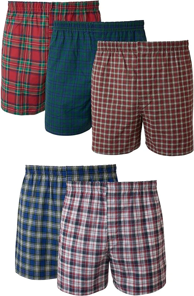 Hanes Men's 5-Pack Boxer Shorts - Plaid