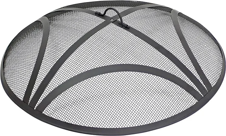 Sunnydaze Reinforced Steel Mesh Outdoor Fire Pit Spark Screen - 30 inch, Black