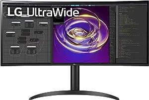 LG 34WP85C-B 34-inch Curved 21:9 UltraWide QHD (3440x1440) IPS Display with USB Type C (90W Power delivery), DCI-P3 95% Color Gamut with HDR 10 and Tilt/Height Adjustable Stand