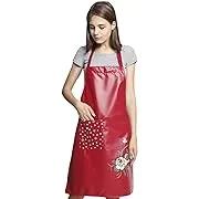 PU Kitchen Oil and Waterproof Aprons for Women with PocketCookingR<wbr/>ed