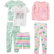 Simple Joys by Carter's Babies, Toddlers, and Girls' 6-Piece Snug-Fit Cotton Pajama Set