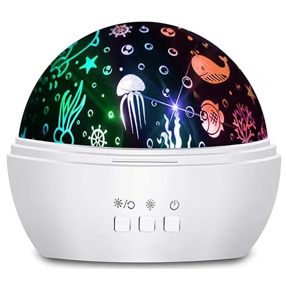 Moredig Ocean Light Projector, Rotating Kids Night Light for Bedroom, Baby Star Projector Night Light with 8 Colors, Projector Light for Kids Gifts Room Decoration- White