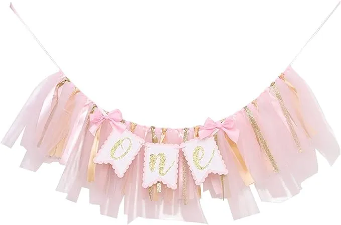 Highchair Banner 1st Birthday Girl - Tulle And Ribbon Banner For First Birthd...