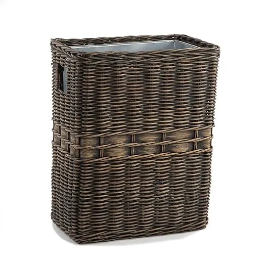 Large Wicker Waste Basket with Metal Liner - Sandstone