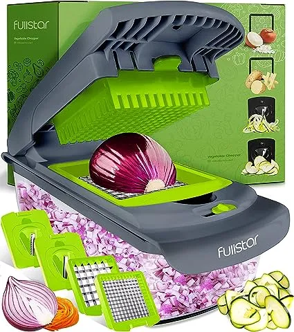 Fullstar - Vegetable Chopper, Food Chopper, Onion Chopper with Container - 4 Blades, Gray, Size: 4 in 1