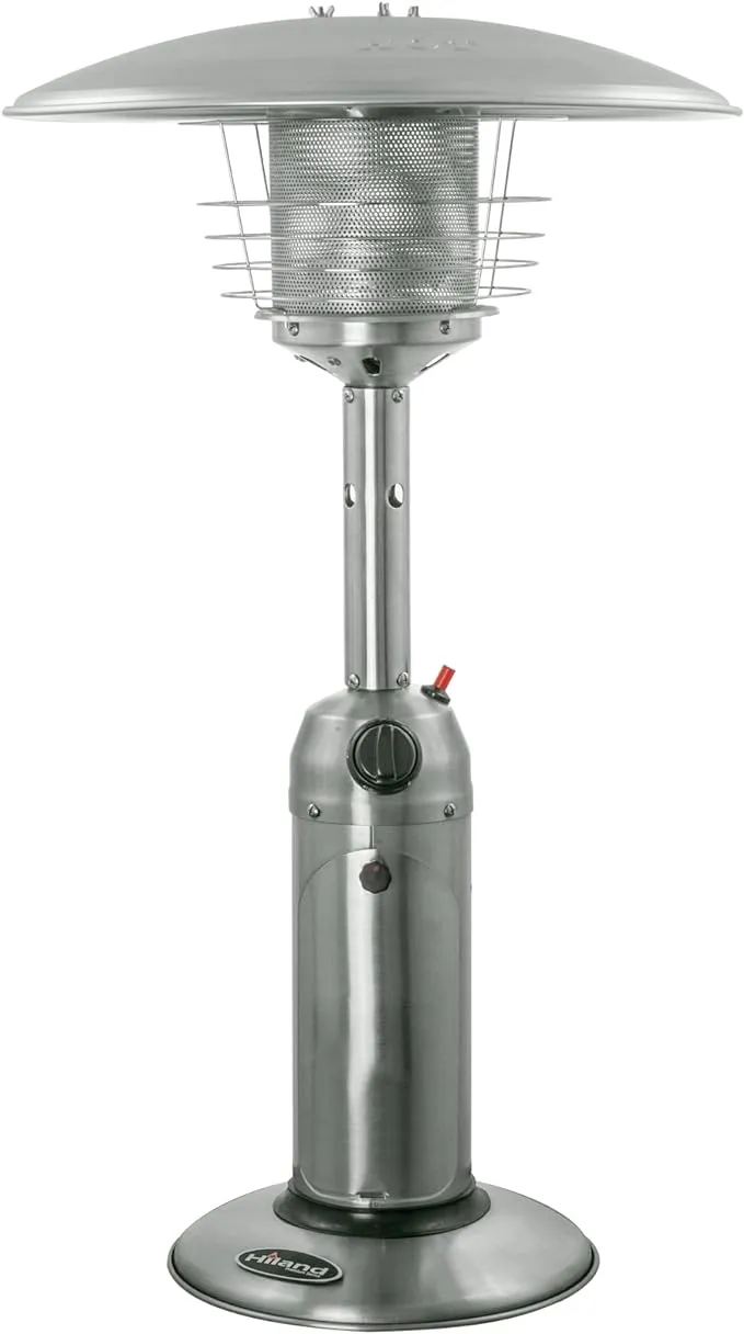 Hiland HLDS032-B Portable Table Top Patio Heater, 11,000 BTU, Use 1lb or 20Lb Propane Tank, Stainless Finish