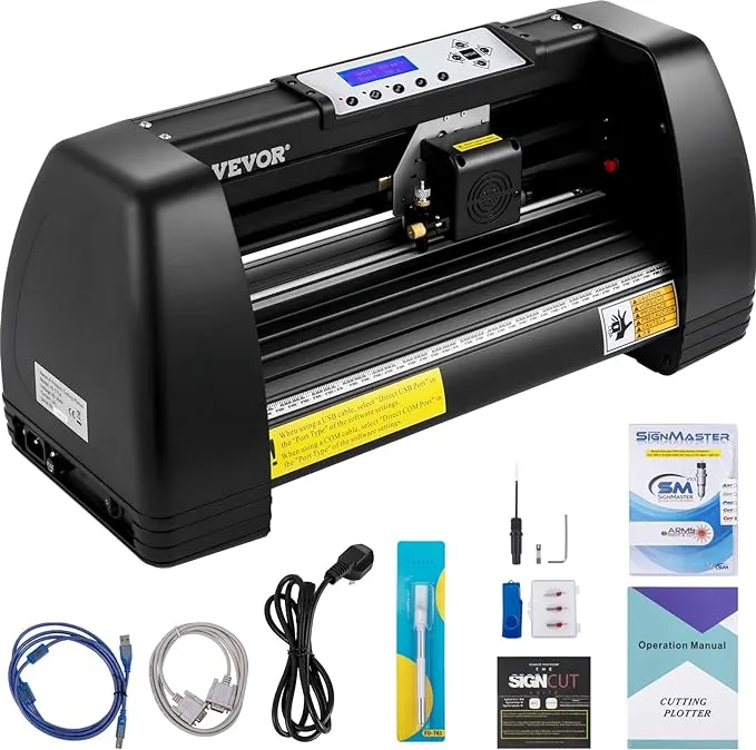 "VEVOR 14"" Vinyl Cutter Plotter Aluminum Craft Cutting Machine in Black | KZJFLEXI375MM9M5OV1"