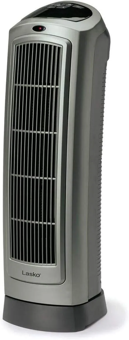 1500W 22 in. Gray Electric Tower Ceramic Space Heater with Digital Display, Thermostat and Remote Control