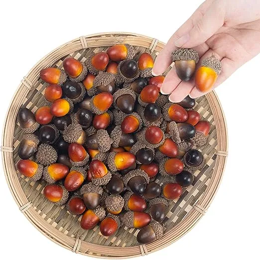 BigOtters 100PCS Large Artificial Acorns, 1.5 X 0.8 Inches Mixed Color Fake Nutty with Natural Acorn Cap Simulation Fruit Props for Home Autumn Decor Craft DIY Wedding Festival Party FavorBigOtters 100PCS Large Artificial Acorns, 1.5 X 0.8 Inches Mixed C