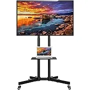 Yaheetech Mobile TV Stand with Wheels for 32-75 Inch LCD LED Screens TVs, Height-Adjustable Rolling TV Cart Hold up to 110 lbs, Trolley Floor Stand w/Tray, Max VESA 600x400mm