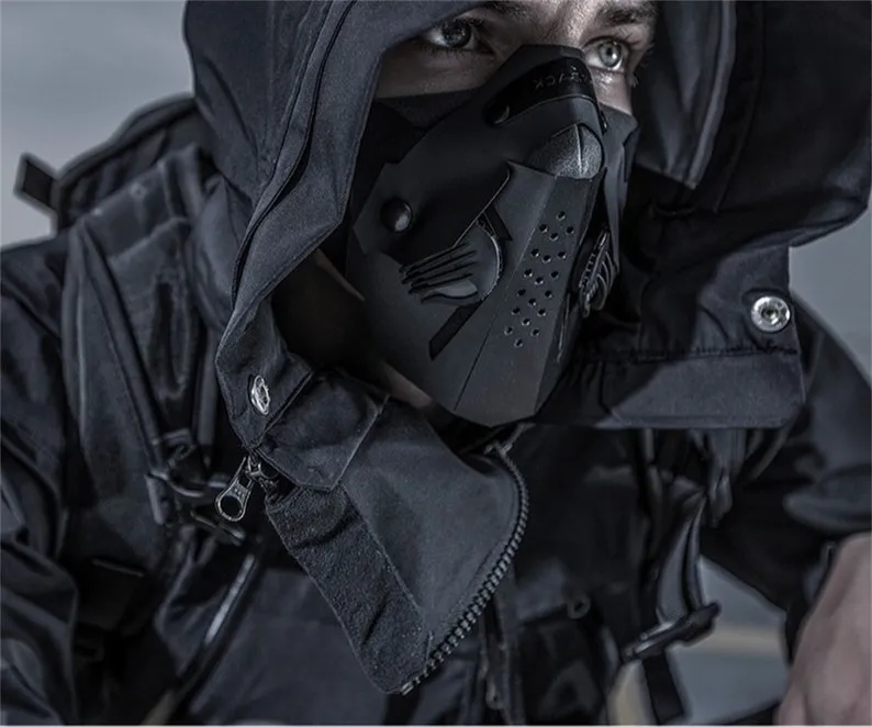 Techwear Man Cyberpunk Mask Techwear, Techwear Woman Tech Wear Masks, Harajuku Cyberpunk Clothin Techwear Masks, Warcore Techwear Accessory