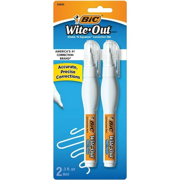 BIC Wite-Out Shake 'N Squeeze Correction Pen, 8 ml., White, 4/Pack (50745)