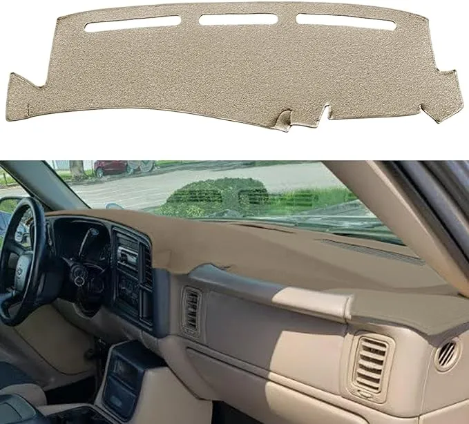 Dash Cover Custom Fit for 1999-2006 GMC Sierra/Chevy Chevrolet Silverado,2000-2006 GMC Yukon XL/Chevy Suburban Tahoe Avalanche,Dashboard Mat Pad (99-06,Beige) Y44