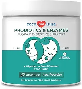 Probiotics for Cats and Dogs – Digestive Enzymes, Cat and Dog Probiotics and Digestive Enzymes, Cat and Dog Probiotics Powder, Promotes Healthy Stomach and Digestion - 4 Oz Powder (120g)