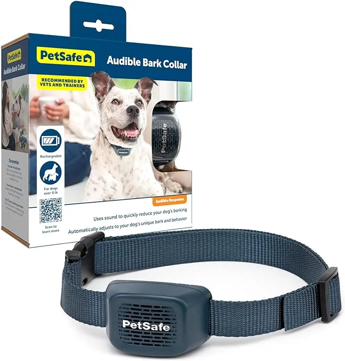 PetSafe Audible Bark Dog Collar, Humanely Stop Barking, Alternative to Static Shock No Bark Collar, 10 Levels of Safe Correction – for Small, Medium & Large Dogs Over 8 lb, Rechargeable & Waterproof