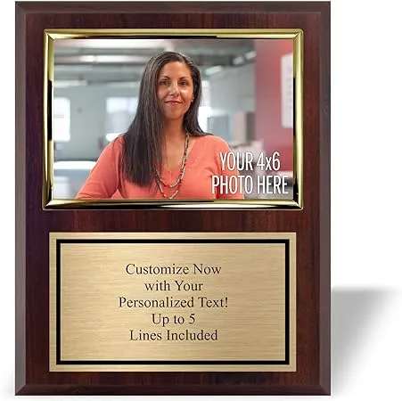 Personalized 8x10 Photo Plaque with 4x6 Horizontal Picture Holder - Add Your Photo for Team Award for Coach or Employee Appreciation - Customize Now