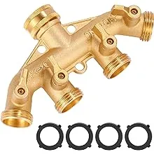 Sanpaint 4 Way Heavy Duty Brass Garden Hose Splitter, Hose Connector 3/4", Hose ...