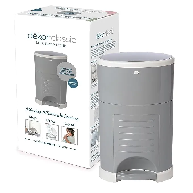 Dekor Classic Hands-Free Diaper Pail | White