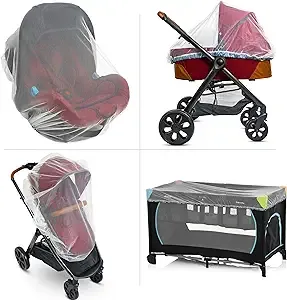 Universal Backpackers Baby Mosquito Net for Stroller, Carrier & Bassinet – Elastic Drawstring for Snug Fit Netting - Infant Bug Net for Jogger, Car