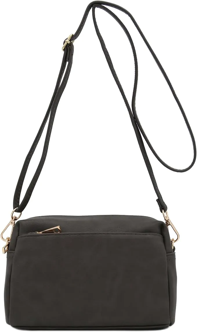 Triple Zip Small Crossbody Bag Dark Gray