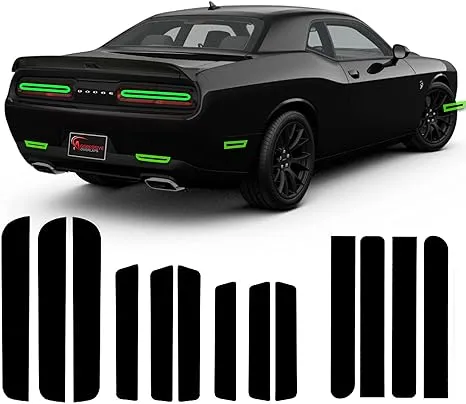 Aggressive Overlays Side Marker & Taillight Tint Kit for 2015-2022 Dodge Challenger | Precut Dark Smoke Vinyl Overlays for '15-'20 Dodge Challenger (NOT-WIDEBODY) | Tint Film (Full Kit)