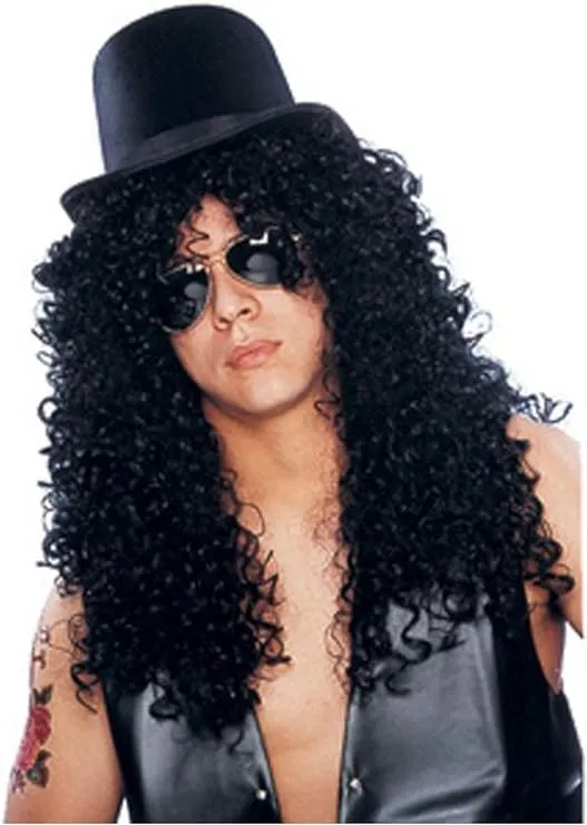  Franco Curly Rocker Wig 77949 Black One Size Fits All