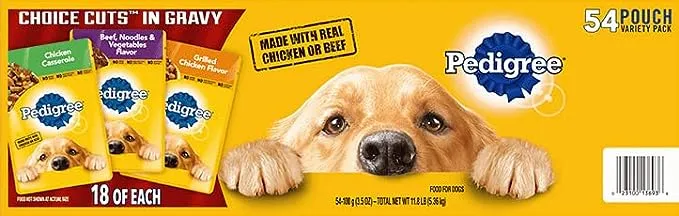 Pedigree Choice Cuts in Gravy Wet Dog Food, Variety Pack, 3.5 Ounce (54 Count)