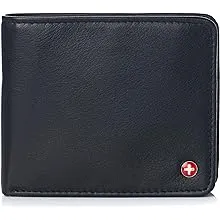 Alpine Swiss RFID Safe Mens Leather Wallet Deluxe Capacity Coin Pocket Bifold