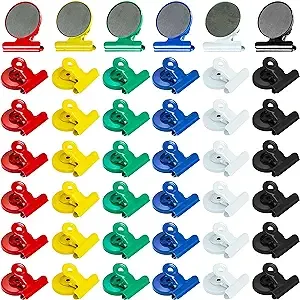 36 Pack Refrigerator Magnets, Magnetic Clips Heavy Duty for Fridge, Locker, Whiteboard - Fun, Decorative, Cute Magnets with 6 Colors for Kitchen, School