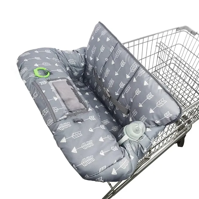 shopping cart cover for babies-high chair cover, dotted minky touching, multi in 1 design, 360 full protection, roll in and go, universal fit, Grey