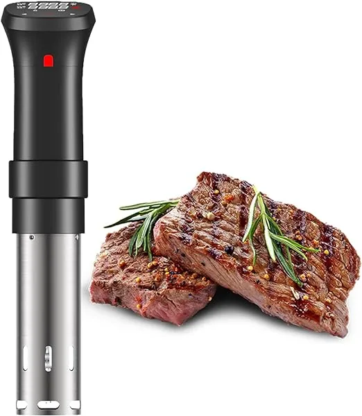 Fityou Sous Vide Cooker 1100W, Thermal Immersion Circulator with Recipe and Adjustable Clamp, Sous Vide Heater with Accurate Temperature & Digital Timer, Ultra Quiet Stainless Steel