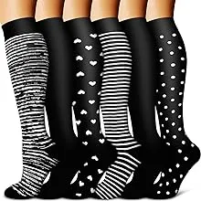 BLUEENJOY Copper Compression Socks for Women Large-X-Large, 02 Black 6 Pairs 