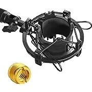 AT2020 Shock Mount with Pop Filter - Foam Windscreen with Microphone Shockmount Reduces Vibration Noise and Blocks Out Plosives for Audio Technica