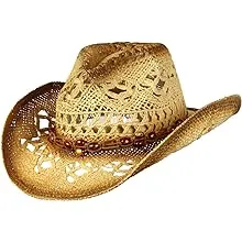 Saddleback Hats Shapeable Toyo Straw Cowboy Hat w/Beaded Trim Band, Western Cowgirl