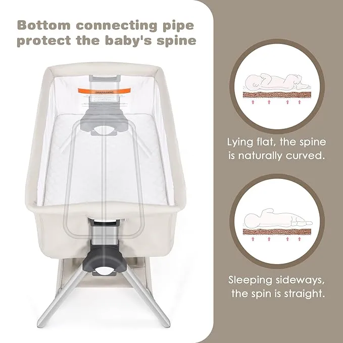 INFANS Baby Bassinet Bedside Crib, Newborn Sleeper w/Large Storage Basket, Adjustable Heights & Angle, Easy Moving Bed Side