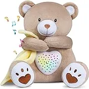 BEREST Rechargeable Sleep Soother Heartbeat Dreamy Bear, Baby Cry Sensor Lullabies & Shusher White Noise Machine, Nursery Decor Night Light Projector, Toddler Crib Sleeping Aid Baby Shower Gifts Teddy