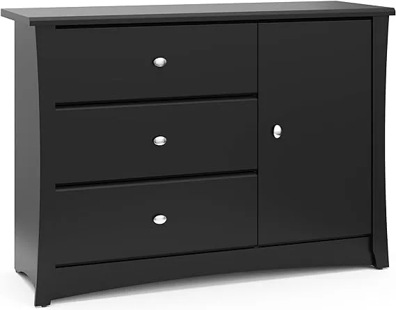 Storkcraft Crescent 3-Drawer Combo Dresser, Black