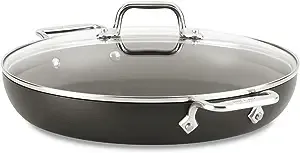 All-Clad HA1 Nonstick Hard Anodized Everyday Pan with Lid and Potholders, 12 inch, Black