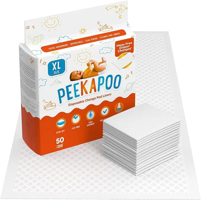 Peekapoo X-Large (30"x18") Disposable Changing Pads for Baby – Portable Changing ...