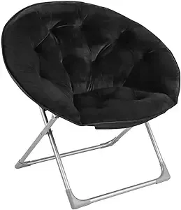 Amazon Basics Faux Fur Saucer Shaped Chair with Metal Frame Black 32.3"D x 27.2"W x 32.3"H