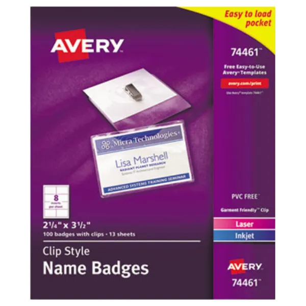 Avery Laser Inkjet Badge Insert - White 74461