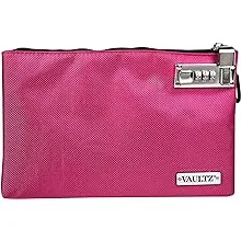 Vaultz Money Bag with Lock - 7 x 10 Inches, Men & Women's Locking Accessories Pouch for Cash, Bank Deposits, Wallet, Medicine, Phone and Credit Cards - PinkVaultz Money Bag with Lock - 7 x 10 Inches, Men & Wome…