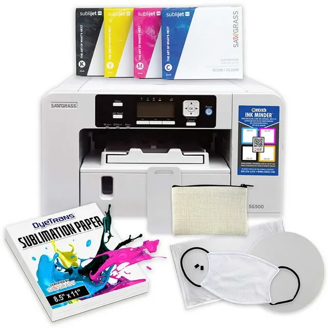 SG500 Sawgrass Sublimation Printer & SubliJet UHD Starter Installation Kit for Dye Sublimation Blank Printing, Sublimation Ink, Samples, and Paper